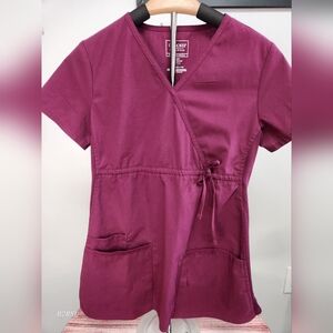 Cherokee Maternity Wine Scrub Shirt Womens XXS NWOT